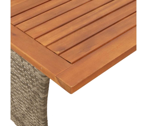 Mesa de jardín superficie de madera ratán PE gris 105x75x72 cm