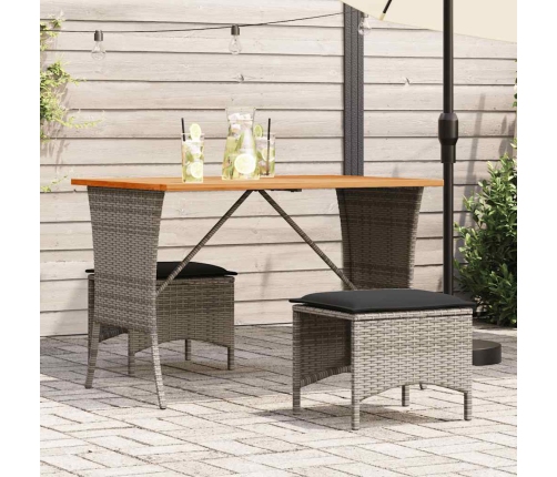 Mesa de jardín superficie de madera ratán PE gris 105x75x72 cm