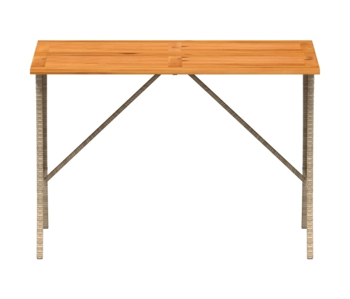 Mesa de jardín superficie de madera ratán PE negro 105x75x72 cm