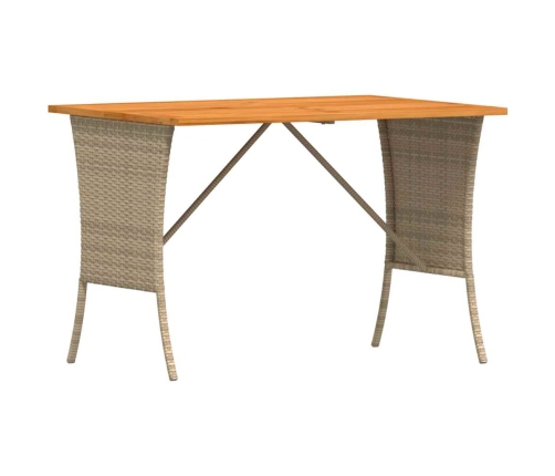 Mesa de jardín superficie de madera ratán PE negro 105x75x72 cm