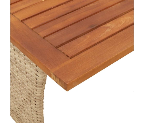 Mesa de jardín superficie de madera ratán PE negro 105x75x72 cm