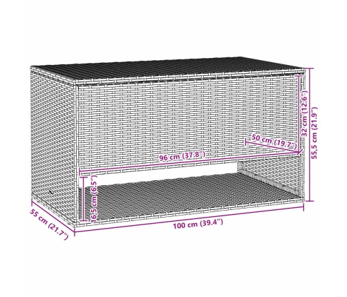 Cojines para exterior negro 100x55x55,5 cm ratán sintético