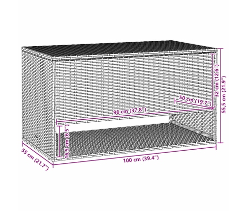 Cojines para exterior gris 100x55x55,5 cm ratán sintético