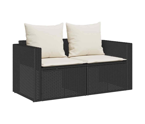 Set de muebles de jardín 5 pzas y cojines apilables negro