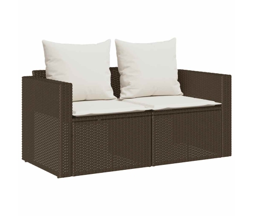 Set de muebles de jardín con cojines apilables 5 pzas marrón