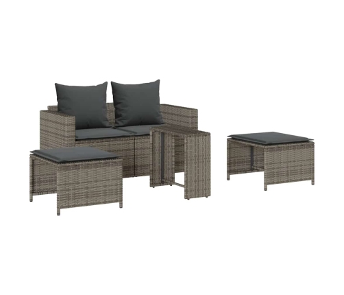 Set de muebles de jardín 5 pzas y cojines apilables gris