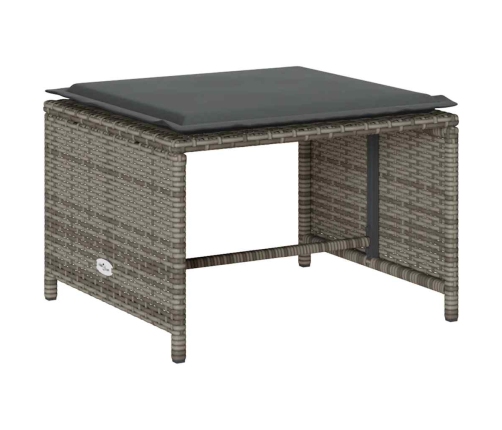 Set de muebles de jardín 5 pzas y cojines apilables gris