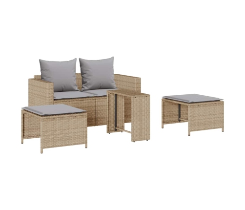 Set de muebles de jardín con cojines apilables 5 pzas beige