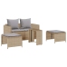 Set de muebles de jardín con cojines apilables 5 pzas beige