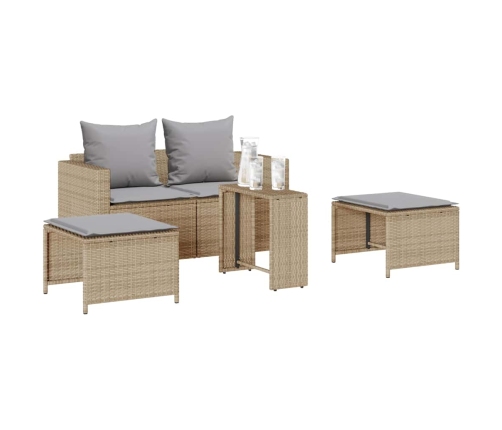 Set de muebles de jardín con cojines apilables 5 pzas beige