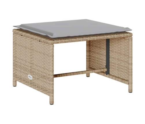 Set de muebles de jardín con cojines apilables 5 pzas beige