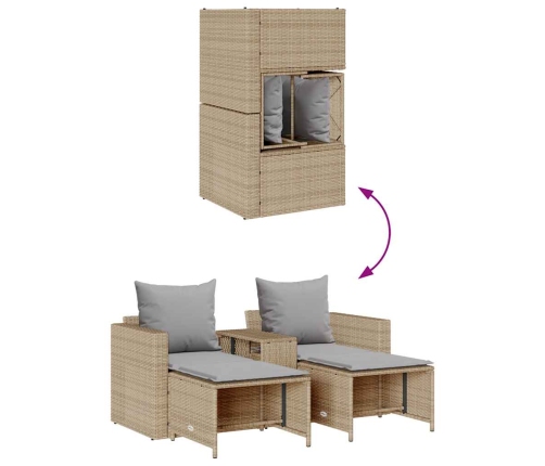 Set de muebles de jardín con cojines apilables 5 pzas beige