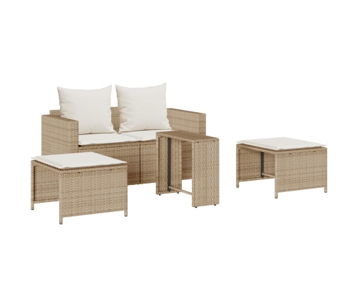 Set de muebles de jardín con cojines apilables 5 pzas beige