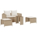 Set de muebles de jardín con cojines apilables 5 pzas beige