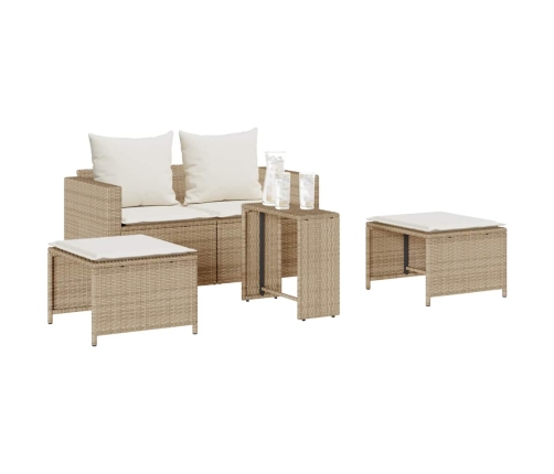 Set de muebles de jardín con cojines apilables 5 pzas beige