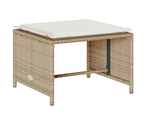 Set de muebles de jardín con cojines apilables 5 pzas beige