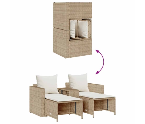 Set de muebles de jardín con cojines apilables 5 pzas beige