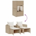 Set de muebles de jardín con cojines apilables 5 pzas beige