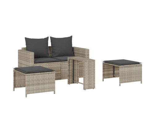 Set de muebles de jardín 5 pzas y cojines apilables gris claro