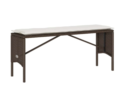 Set comedor de jardín 3 piezas y cojines ratán sintético marrón