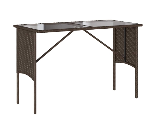 Set comedor de jardín 3 piezas y cojines ratán sintético marrón