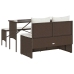 Set comedor de jardín 3 piezas y cojines ratán sintético marrón