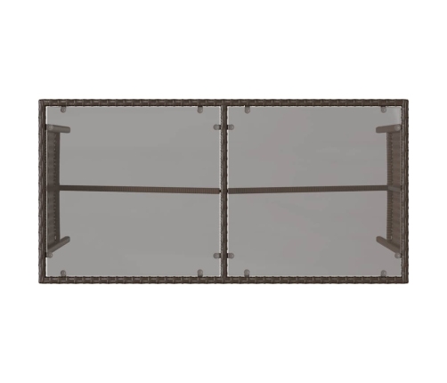 Set comedor de jardín 3 piezas y cojines ratán sintético marrón
