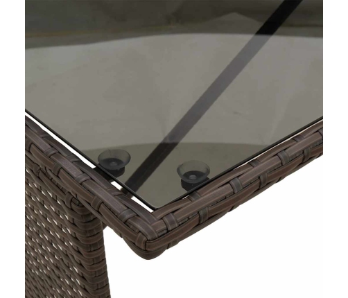 Set comedor de jardín 3 piezas y cojines ratán sintético marrón