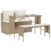 Set comedor de jardín 3 pzas con cojines ratán sintético beige