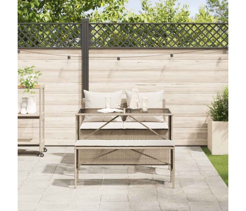 Set comedor de jardín 3 pzas con cojines ratán sintético beige