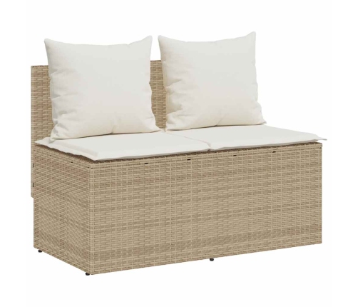Set comedor de jardín 3 pzas con cojines ratán sintético beige