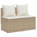 Set comedor de jardín 3 pzas con cojines ratán sintético beige