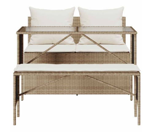 Set comedor de jardín 3 pzas con cojines ratán sintético beige
