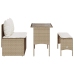 Set comedor de jardín 3 pzas con cojines ratán sintético beige