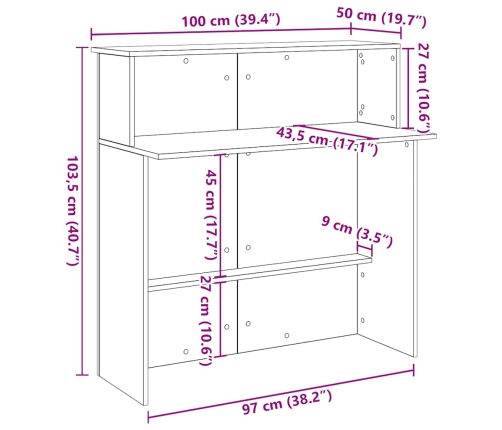 Mostrador de recepción blanco 100x50x103,5 cm madera ingeniería