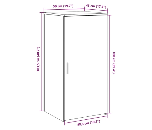 Armario de madera de ingeniería roble ahumado 50x45x103,5 cm