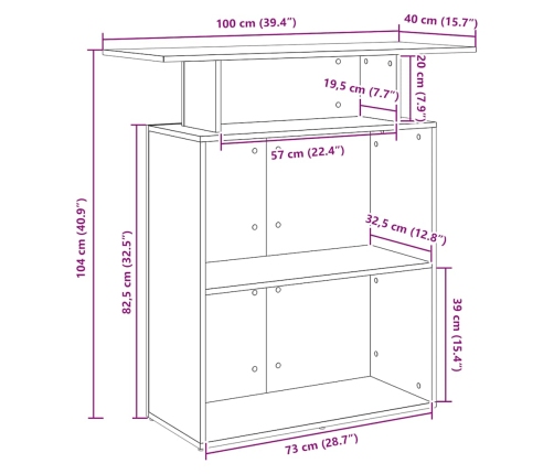 Mostrador de recepción blanco 100x40x104cm madera de ingeniería