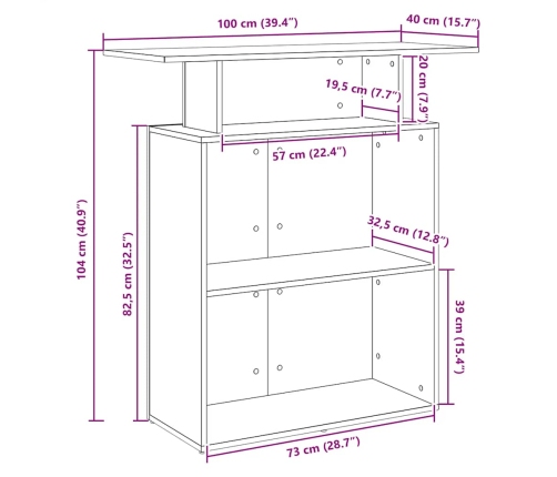 Mostrador recepción roble sonoma 100x40x104cm madera ingeniería