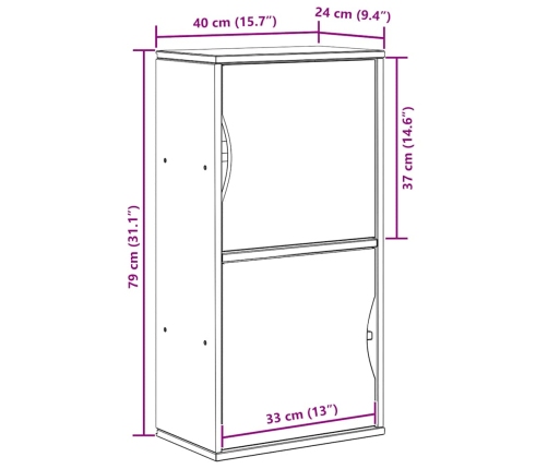 Mueble auxiliar ODDA 40x24x79 cm madera maciza de pino