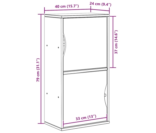 Mueble auxiliar ODDA blanco 40x24x79 cm madera maciza de pino