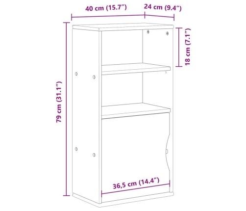 Mueble auxiliar ODDA 40x24x79 cm madera maciza de pino