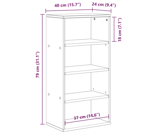 Mueble auxiliar ODDA 40x24x79 cm madera maciza de pino