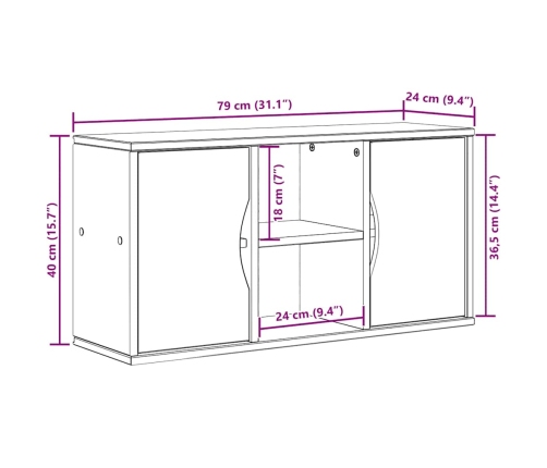 Mueble de TV ODDA madera maciza de pino 79x24x40,5 cm