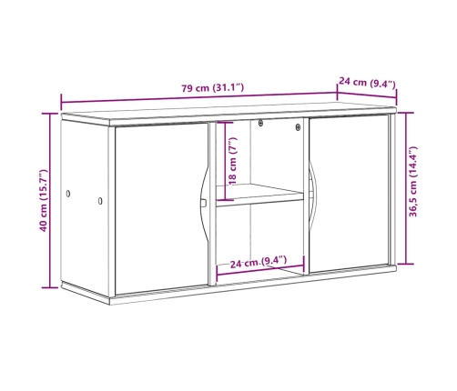 Mueble de TV ODDA madera maciza de pino blanco 79x24x40 cm