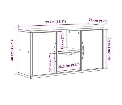 Mueble para TV con cajón ODDA 79x24x40,5 cm madera pino maciza