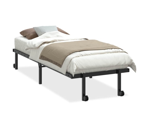 Estructura de cama sin colchón plegable negro acero 75x190 cm