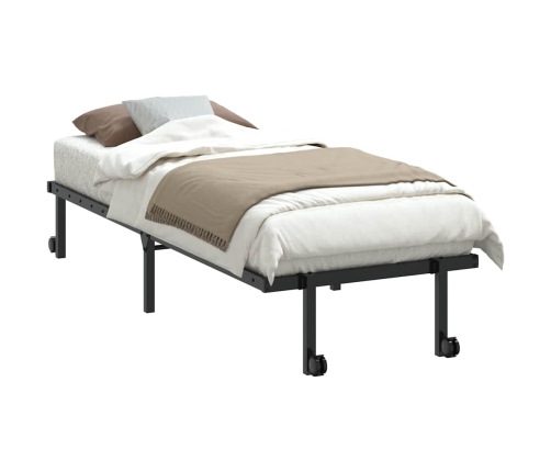 Estructura de cama sin colchón plegable negro acero 75x190 cm