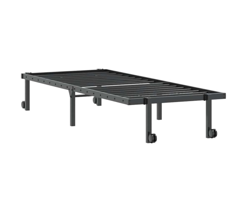 Estructura de cama sin colchón plegable negro acero 75x190 cm