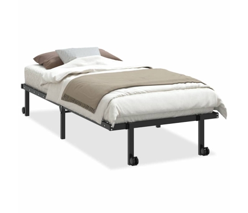 Estructura de cama sin colchón plegable negro acero 90x190 cm