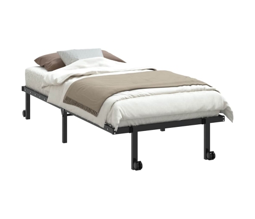 Estructura de cama sin colchón plegable negro acero 90x190 cm